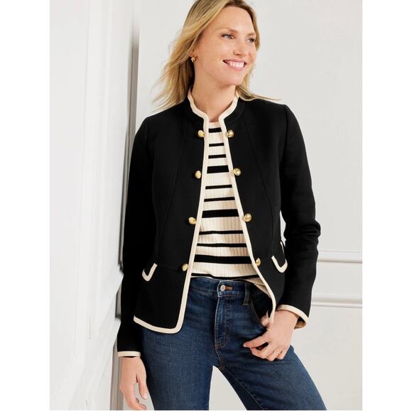 Talbots Jackets & Blazers - NWT Talbots Military Officer Jacket Gold Buttons Black W/ White Trim Jacket